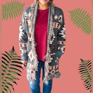 Spool 72 Velvet Moon Blanket Sweater Aztec Print Cardigan Duster M/L